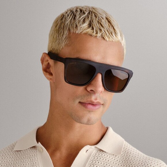 NEW GG1570S 002 GUCCI HAVANA SQUARE MEN GUCCI SUNGLASSES - Picture 1 of 14